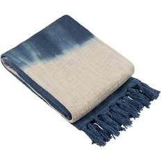 Textiles Furn Yard Mizu Dip Dye Fringed Blankets Blue