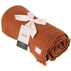 Textiles Lark Crinkle Cotton Fringed Blankets Brown