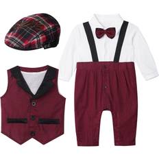 1-3M Christening Wear Children's Clothing MSemis Baby Boy's Baptism Christening Gentleman Outfits - Burgundy