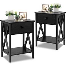 Vecelo Night Stands Bedside Table 30x40.1cm 2pcs