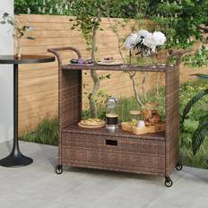 VidaXL Carrelli Tavolo vidaXL Da Bar Con Cassetto Marrone 100x45x97 cm Polyrattan Cod MXL 58963 Carrello Tavolo