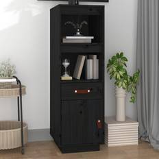 Noir Armoires vidaXL Buffet Haut Organisateur Salle de Séjour Scandinave Noir Bois Massif de Pin Armoire