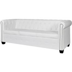 vidaXL Chesterfield 3-sits konstläder Soffa