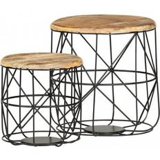 Green Coffee Tables vidaXL 2x Solid Mango Wood Coffee Table 2pcs