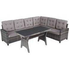 Grau Essgruppen tectake grey Garden rattan furniture Catania Patio Dining Set