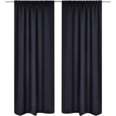 Rideaux vidaXL Rideau Blackout Occultant Noir Tête À Fente 2 pcs 135 x 245 cm