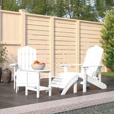 Auringonvarjotuolit vidaXL Adirondack Puutarhatuolit Jalkatuilla Pöydällä HDPE Valkoinen