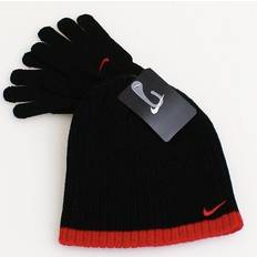 Nike Black Beanies Nike Boy`s Knit Beanie & Gloves Set Black/Red 8/20