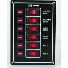 Elpanel 6 Brytare och Säkringar Vertikal Aluminium 12V