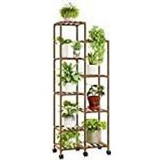 Tall outdoor plant stand Bamworld plant stand with wheels for tall flower shelf 9