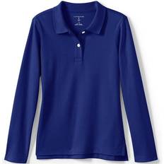 Base Layer Lands' End Girls Long Sleeve Feminine Fit Interlock Polo Shirt Cobalt