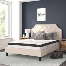 Green queen bed frame Flash Furniture Brighton Queen Bed CertiPUR-US Certified Pocket Spring Mattress