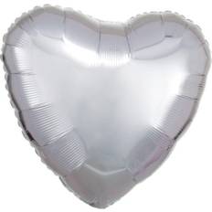 Folieballon Hjerte Metallic Sølv 43cm
