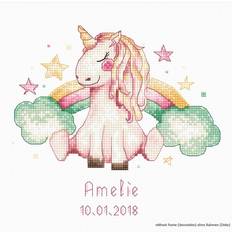 Counted Cross Stitch Kit Unicorn and Rainbow 15 x 14.5 cm