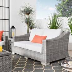 Rattan Outdoor Sofas & Benches modway Collection EEI-4841-LGR-WHI Outdoor Sofa