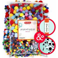 Red Pom Poms Pom poms with googly eyes & glue stick 2000 pcs craft pompoms by incraftables