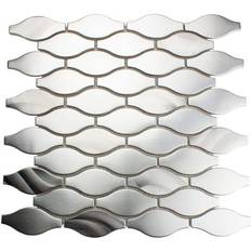 Square Floor Tiles Giorbello Atlantic Silver Teardrop Mosaic Tile Case of 11 Sq. Ft - Silver