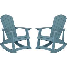 Patio Furniture Flash Furniture Savannah Commercial Grade Poly Resin Wood Adirondack Rocking