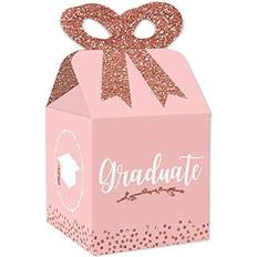 Gold Popcorn Boxes Rose gold grad square favor gift boxes graduation party bow boxes 12 ct