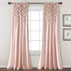 Gardiner & Tillbehör Lush Decor Boho Pom Pom Tofs Linne Fönster Gardin Panel 213 cm L x 132 cm B Rouge