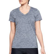 Under Armour Women's Tech Twist V-Neck T-Shirt Downpour Gray/Harbor Blue