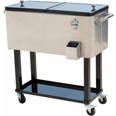 Stainless steel ice chest OutSunny 80 QT Rolling Cooling Bins Ice Chest On Wheels Outdoor Stand Up Drink Cooler Cart