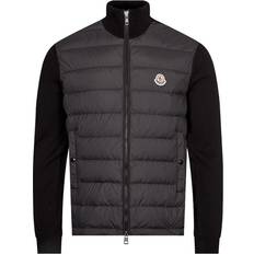 Moncler L Cardigans Moncler Hooded Down Knit Jacket - Black