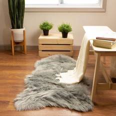 Super Area Rugs Serene Silky Faux Fur Fluffy Shag Gray