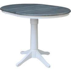 Counter height pedestal table International Concepts White/Heather Gray Oval Extent Top Pedestal Dining Table