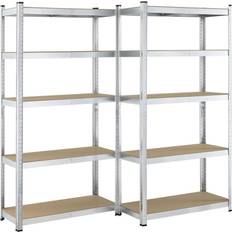 Juskys Basic Storage Rack Silver/Grey Shelving System 90x180cm 2pcs