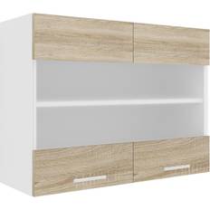Rulleborde VCM Esilo Køkken Vægskab 80 cm 2 Glaslåger Hvid Rullebord