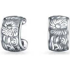 Beige Earrings Bling Jewelry Western flower leave cartilage ear cuffs earrings .925 silver