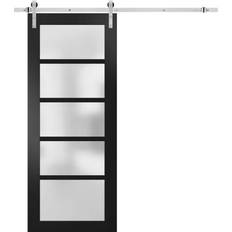 Silver Sliding Doors Sturdy Barn Sliding Door Clear Glass (x)