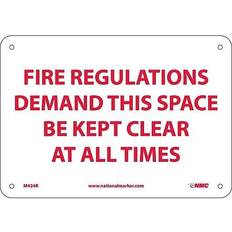 Red Workplace Signs NMC Regulations Demand This Space Be Kept Clear At All Times, 7X10, Sign