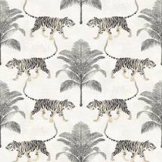 Wallpapers Tommy Bahama Tiger and Tree Coconut Vinyl Peel and Stick Wallpaper Roll Covers 30.75 sq. ft. White