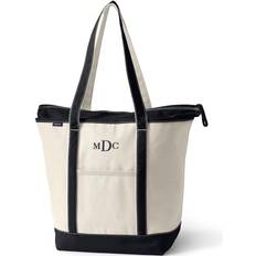 Natural Bags Lands' End Natural Zip Top Canvas Tote Bag, Size: Large