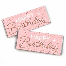 Gold Sashes Pink Rose Gold Birthday Candy Bar Wrapper Happy Birthday Party Favors 24 Ct Pink Pink