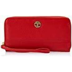 Rfid zip around wallet Timberland Women's Leather Rfid Zip Around Wallet Clutch With Strap Wristlet - Cherry