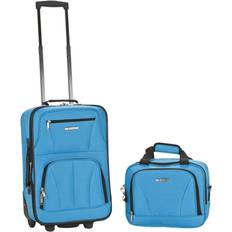 Fashion Softside Upright Luggage Set Turquoise 2-Piece