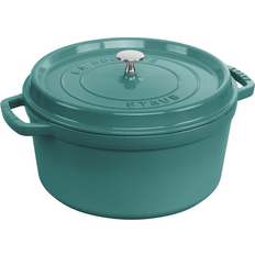 Cookware Staub Cast Iron 7Qt Turquoise Round Cocotte with lid