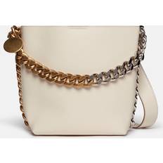 Weiß Beuteltaschen Stella McCartney Frame Bucket Hobo Bag White Pur Leather Vegan white