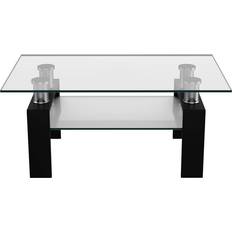 Black rectangle coffee table Costway Rectangle Black Coffee Table 23.5x39.5"