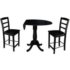 Counter height pedestal table International Concepts 3-Piece Gathering Bar Table