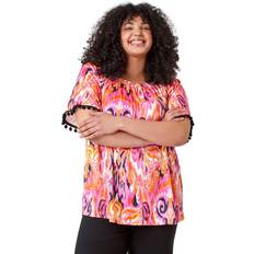 Roman Curve Paisley Print Bardot Top - Orange