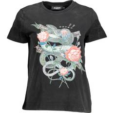 Desigual Women T-shirts Desigual Black Cotton Tops & Women's T-Shirt