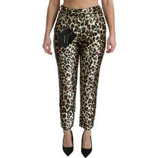 Silk Jeans Dolce & Gabbana Sequined High Waist Pants - Gold/Brown