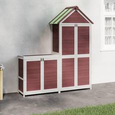 vidaXL Ensemble De Remise À Outils De Jardin 2 Pcs Moka Pin Massif (Surface du bâtiment )