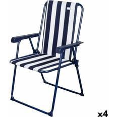 Blanc Chaises de camping 4 Chaises Pliante Aktive A rayures en Blanc et Bleu marine 43 x 85 x 47 cm