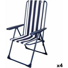 Blanc Chaises de camping 4 Chaises Pliante Aktive A rayures Blanc Blue marine 46 x 101 x 59 cm