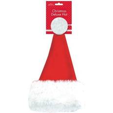 The Home Fusion Company Adult Kids Red Christmas Deluxe Santa Hat Cap Xmas Party Costume Dressing Up